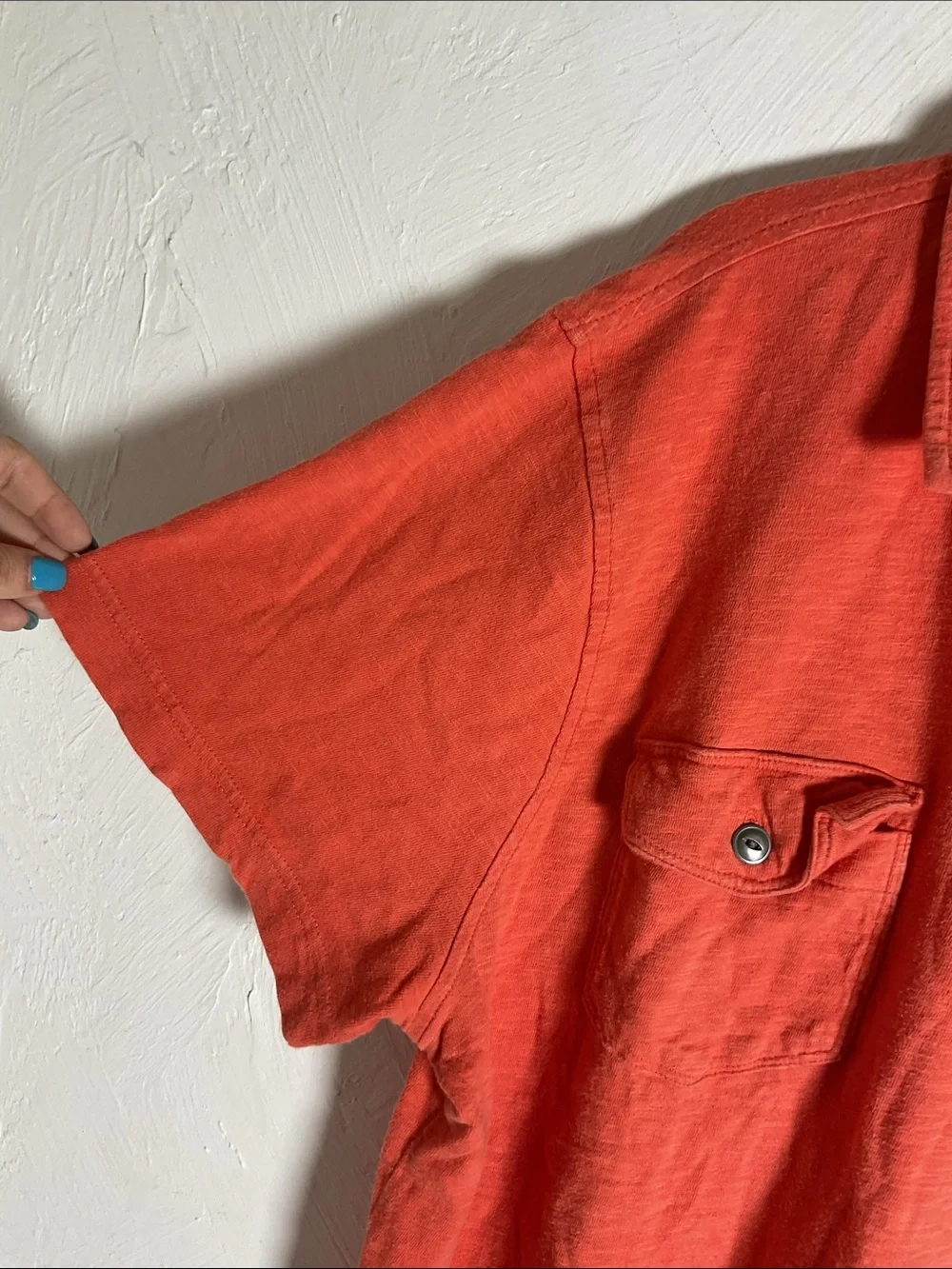 Banana Republic Men's Orange Slub Polo Shirt Sz XL 2 Pocket Short Sleeve Cotton